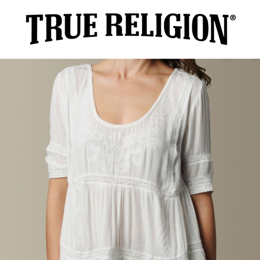 NWT Cream Embroidered Top- Small